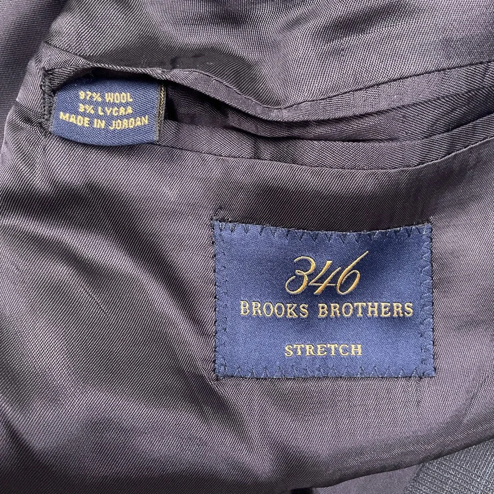 Brooks Brothers 346 Suit Men 46 RG Gray Glen Plaid Neutral Classic Wool Stretch